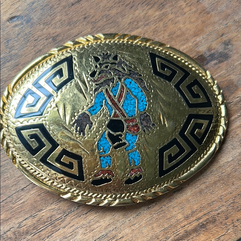 Vintage SSI belt buckle inlaid with Turquoise